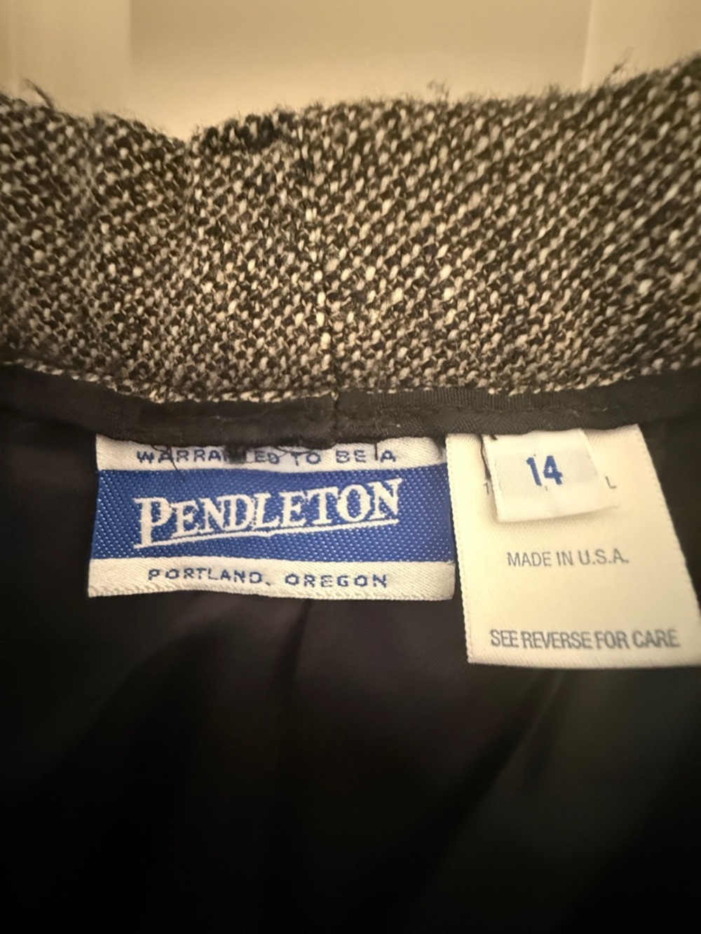 Pendleton Made in U.S.A. 100% Wool Tweed Lined Pants- Black & Cream